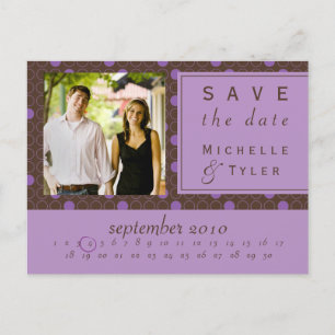 Purple & Brown Circle Save the Date Announcement Postcard
