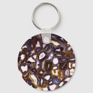 Purple Brown White Agate design Keychain