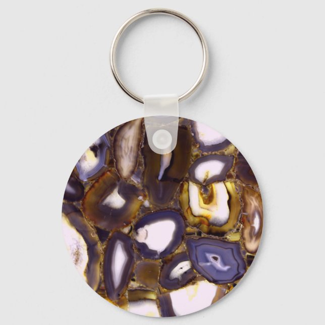 Purple Brown White Agate design Keychain (Front)