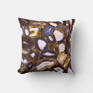 Purple Brown White Agate design Throw Pillow