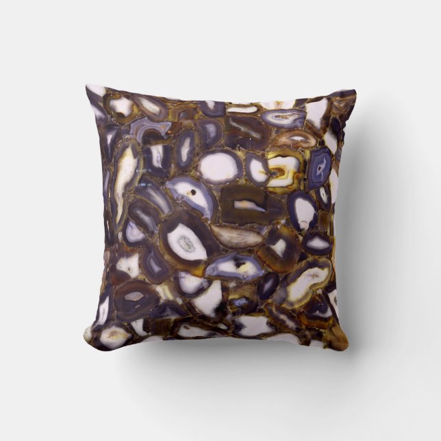 Purple Brown White Agate design Throw Pillow (Front)
