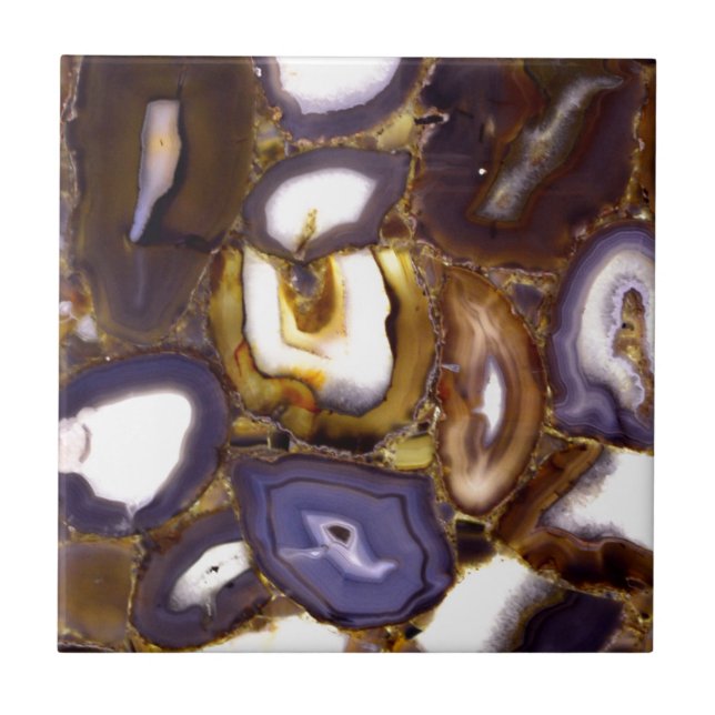 Purple Brown White Agate design Tile (Front)