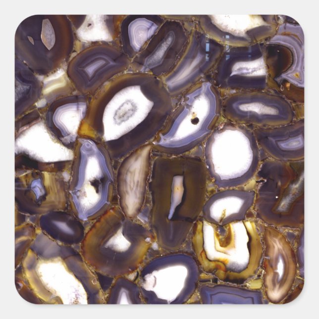 Purple Brown White Agate stone pattern  Square Sticker (Front)