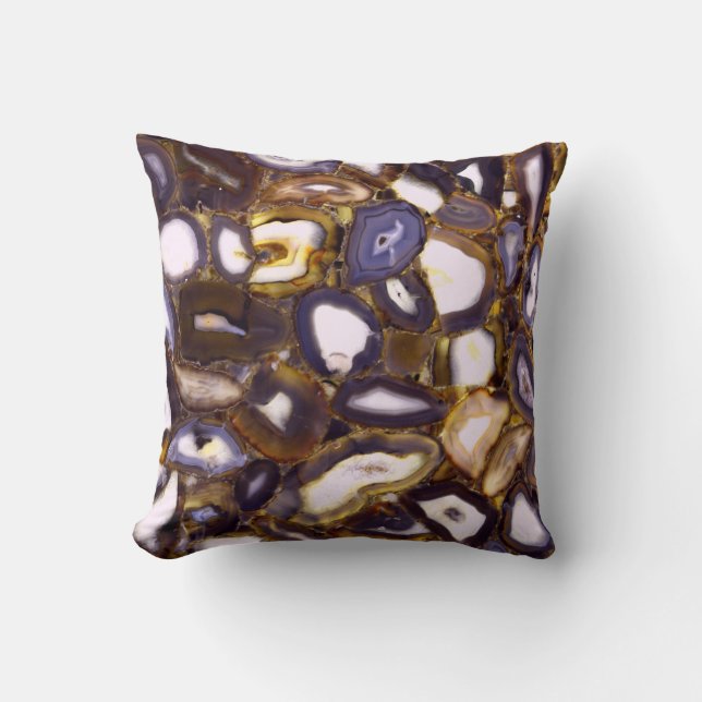 Purple Brown White Agate stone pattern  Throw Pillow (Front)