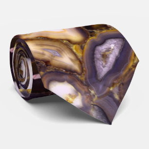 Purple Brown White Agate stone pattern  Tie