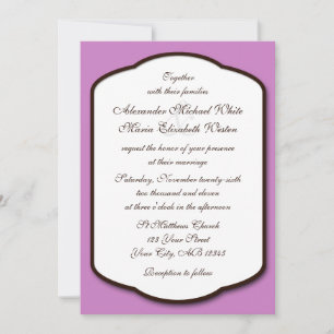 Purple Brown & White Wedding Invitations