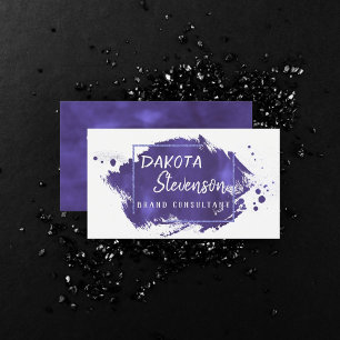 Purple Brush Stroke   Royal Violet Modern Splatter Business Card
