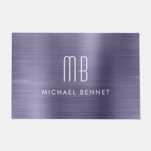 Purple Brushed Metal Monogram Doormat