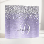 Purple Brushed Metal Silver Glitter Monogram Name Binder<br><div class="desc">Easily personalize this trendy chic binder design featuring pretty silver sparkling glitter on a purple brushed metallic background.</div>