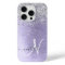  Purple Brushed Metal Silver Glitter Monogram Name