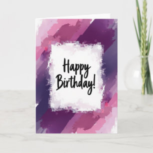 Purple Brushstroke Birthday Card