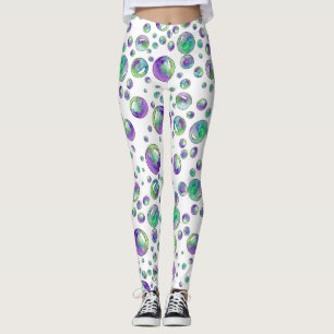 Purple Bubbles Pattern Leggings