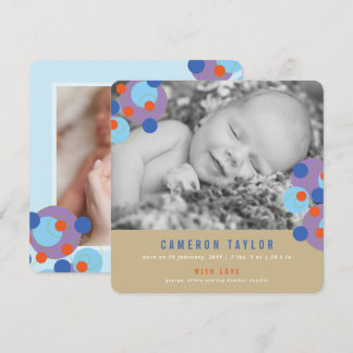 Purple Bubbly Cercles Baby Boy Faire-part de naiss