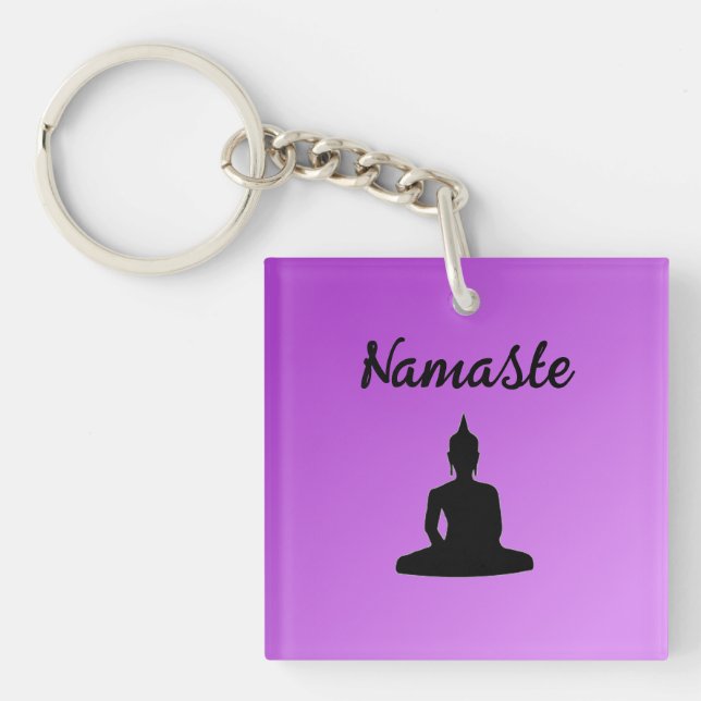 Purple Buddha Namaste Keychain (Front)