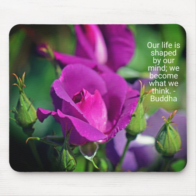 Purple Budding Rose Motivational Quote Mouse Pad (Front)
