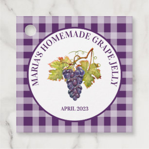 Purple Buffalo Check Homemade Grape Jelly or Jam Favour Tags