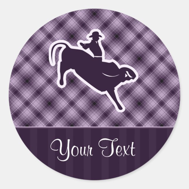 Purple Bull Rider Classic Round Sticker (Front)