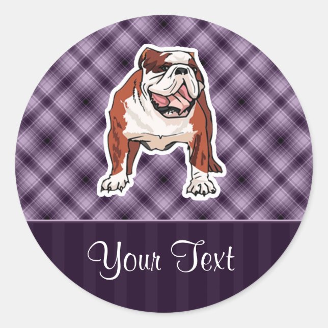 Purple Bulldog Classic Round Sticker (Front)