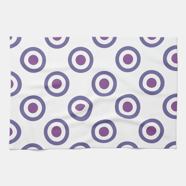 Purple Bulls-eye Kitchen Towel (Horizontal)