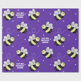 Purple Bumblebee 29 in. x 6 ft. Birthday Gift Wrap
