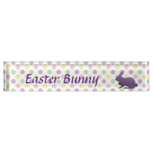 Purple Bunny on Pastel Dots Nameplate