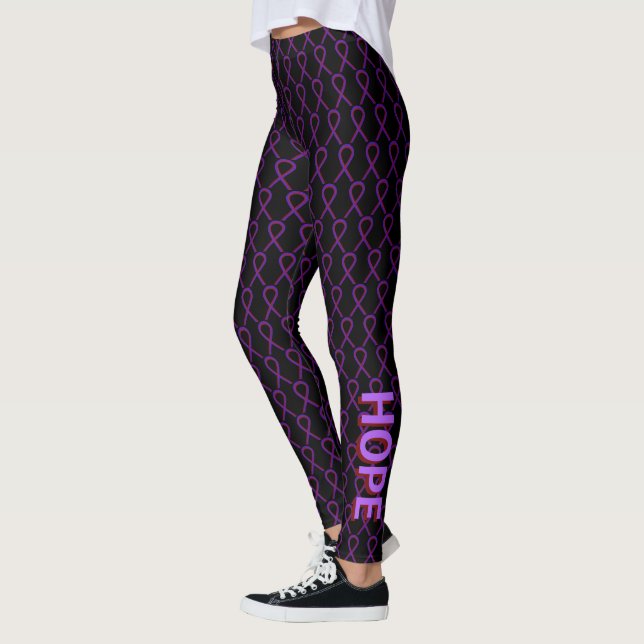 Purple & Burgundy Awareness Ribbon Custom Leggings (Left)