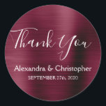 Purple Burgundy Wedding Favour Thank You Classic Round Sticker<br><div class="desc">Purple Burgundy Wedding Seal Favour Foil Thank You Sticker. This sticker can be customized to include your name and wedding date and be used to seal your wedding invitations or favour bags. This Cranberry Marsala wedding seal sticker is part of the rose gold wedding collection. Please contact the designer if...</div>