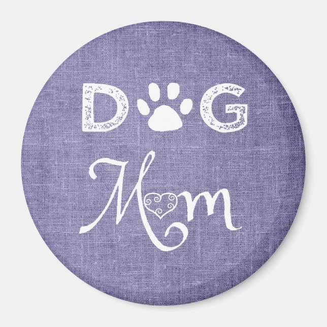 Purple Burlap Chien Maman Magnet (Devant)
