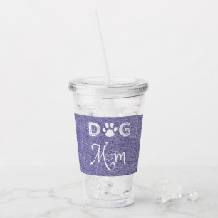 Purple Burlap Dog Mom Acrylic Tumbler