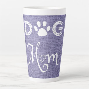 Purple Burlap Dog Mom Latte Mug