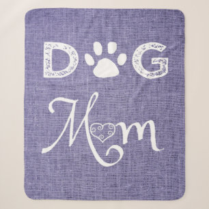 Purple Burlap Dog Mom Sherpa Blanket