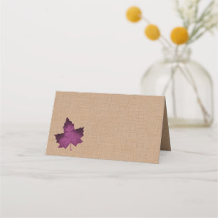 Purple Burlap Folded Place Cards