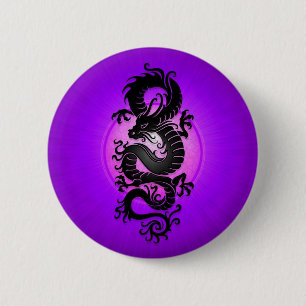 Purple Burst Chinese Dragon 2 Inch Round Button