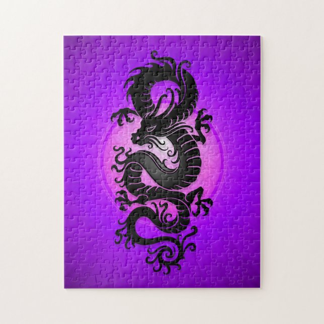Purple Burst Chinese Dragon Jigsaw Puzzle (Vertical)