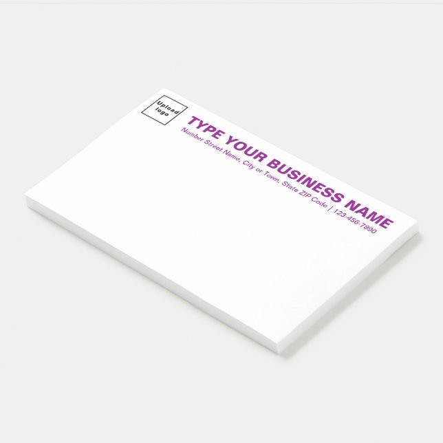 Purple Business Brand Texts on Heading of Large Post-it Notes (Angled)