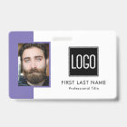 Purple Business ID Badge – Photo & Company Logo