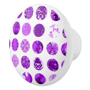 Purple Busy Polka Dots Ceramic Knob
