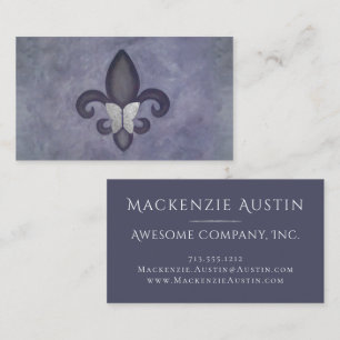 Purple Butterfleur   Butterfly on Fleur de Lis Business Card