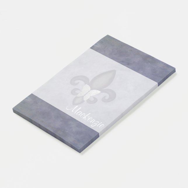 Purple Butterfleur | Butterfly on Fleur de Lis Post-it Notes (Angled)