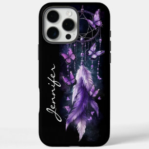 Purple Butterflies and Feathers Dreamcatcher iPhone 16 Pro Max Case