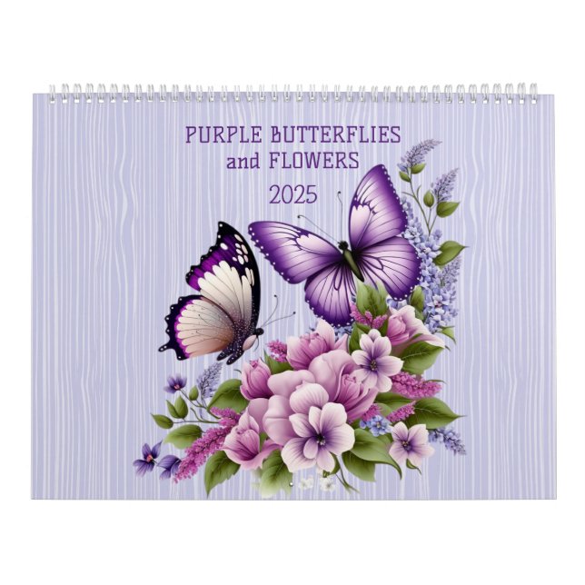PURPLE BUTTERFLIES AND FLOWERS 2025 CALENDAR (Cover)