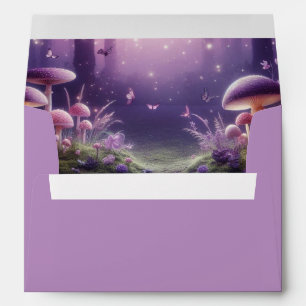 Purple Butterflies and Starlit Skies Wedding Envelope