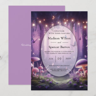 Purple Butterflies and Starlit Skies Wedding Invitation