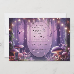 Purple Butterflies and Starlit Skies Wedding Invitation