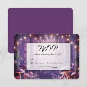 Purple Butterflies and Starlit Skies Wedding RSVP Card