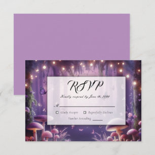 Purple Butterflies and Starlit Skies Wedding RSVP Card