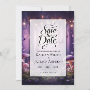 Purple Butterflies and Starlit Skies Wedding Save The Date