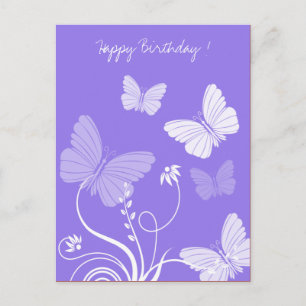 Purple butterflies Birthday postcard