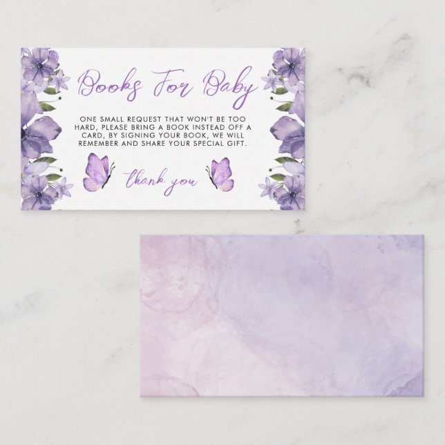 Purple Butterflies Books For Baby  Enclosure Card (Front/Back)