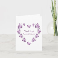 Purple Butterflies Design Wedding Acceptance